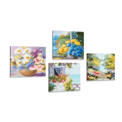 Set slik slikovite rože v vazi z naravo - 4x 60x60