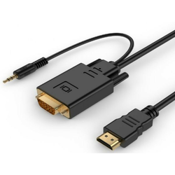 GEMBIRD A-HDMI-VGA-03-6 HDMI to VGA and audio adapter cable, single port, 1,8m, black