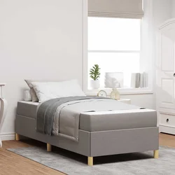 Vidaxl Postelja z vzmetnico Črna in rjava in bela 100 x 200 cm blago