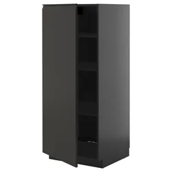 METOD Visoki element s policama, Crnosiva/Upplöv boja antracita, mat, 60x60x140 cm