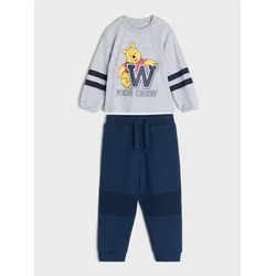 Sinsay - Pamučni komplet: dukserica i pantalone Winnie the Pooh - svetlo siva