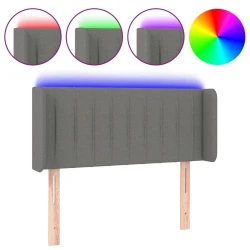 Vidaxl LED posteljno vzglavje temno sivo 93x16x78/88 cm blago
