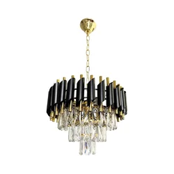 Luster na lancu CRISTAL 5xE14/40W/230V zlatna/crna