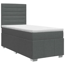 vidaXL Postelja boxspring z vzmetnico Temno siva 100 x 200 cm Blago