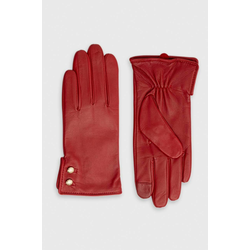 Kožne rukavice Lauren Ralph Lauren za žene, boja: crvena
