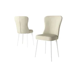 Hanah Home set trpezarijskih stolica Tita 6 kom, krem tkanina Babyface, bele metalne noge