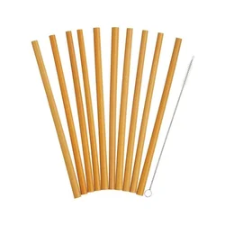 Set of 10 bamboo straws, 19 cm - Natural Elements
