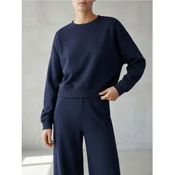 Sinsay - Kratka crewneck dukserica - mornarsko