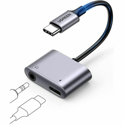 Ugreen CM231 avdio adapter USB-C - USB-C PD QC/3.5mm jack, siva