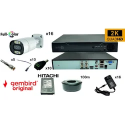 GEMBIRD GMB-03 Set Kamera za video nadzor 3tbHDD +16x CAM-AHD5MP-HAU60W rg59+100m bnc+dc konekt full color