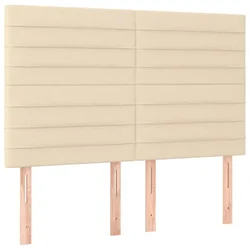 Vidaxl Vzglavje postelje kremne barve 144x5x118/128 cm blago