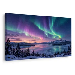 Slika severni sij nad gorami - 90x60