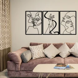 Wallity Metalna zidna dekoracija sa dezenom lica 109x50 cm crna