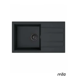 Milo Granitna sudopera Retto, o90, 78x46cm, Lava stone