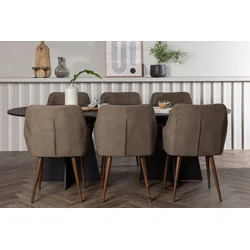 Venture Design Jedilna miza in stol komplet Bootcut Oval in Tomorrow 75x230x115 cm črno rjava