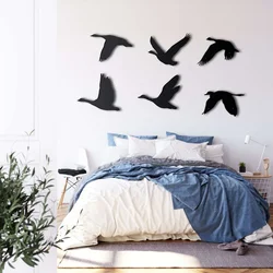 WallXpert metalni zidni ukras 5231, set od 9 silueta divljih gusaka u letu, crni