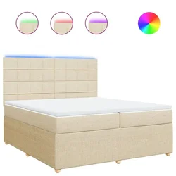 Vidaxl Box spring postelja z vzmetnico krem 200x200 cm blago