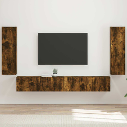 Set zidnog ormarića za TV Zidne 4 pcs Dimljeni hrast