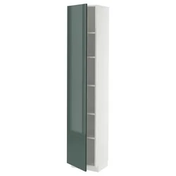 METOD Visoki element s policama, bela/Kallarp tamna sivozelena visokog sjaja, 40x37x200 cm
