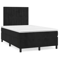 vidaXL Box spring postelja z vzmetnico črna 120x190 cm žamet