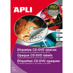 APLI nalepke za CD/DVD, premer 117 mm 2/stran, 25 pol