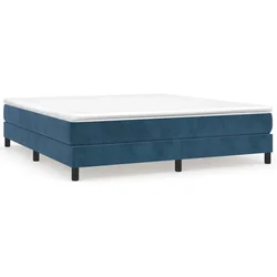 Vidaxl Box spring postelja z vzmetnico temno modra 160x200 cm žamet