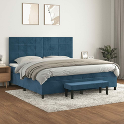 shumee Box spring postelja z vzmetnico temno modra 200x200 cm žamet