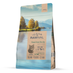 RAWIVAL Suva hrana za odrasle sterilisane mačke sa pačetinom i ćuretinom 0.4kg