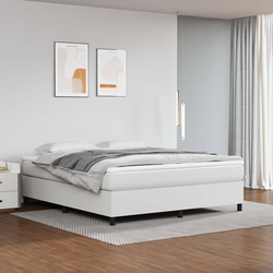 vidaXL Box spring postelja z vzmetnico bel 160x200 cm umetno usnje