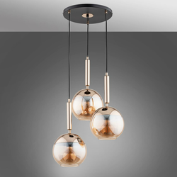Luster na sajli VOLDA, 3x E27, maks. 15 W, 230 V, prečnik 52 cm, mesing