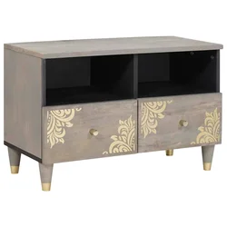 TV ormar s ladicama Siva 70 x 33 x 46 cm Čvrsto drvo manga
