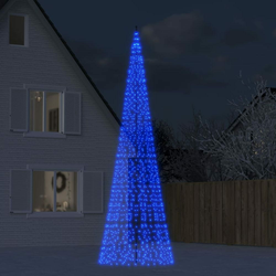 Greatstore Osvetljena novoletna jelka na drogu 1534 LED modra 500 cm