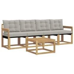 Set vanjskih sofa s jastukom 5 pcs Bijela i svjetlosiva