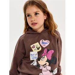 Sinsay - Pamučna dukserica sa printom Minnie Mouse - braon