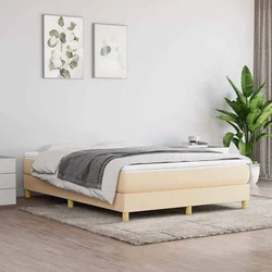Vidaxl Box spring postelja z vzmetnico krem 140x200 cm blago