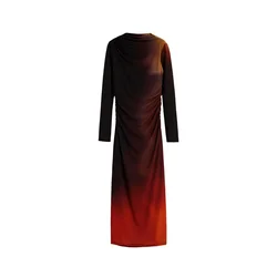 Desigual Obleka rjava/oranžno rdeča/črna