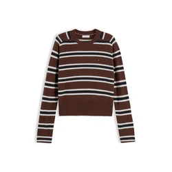 TOMMY HILFIGER Pulover rjava/črna/bela