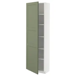 METOD Visoki element s policama, bela/Axstad sivozelena, 60x37x200 cm
