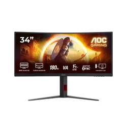 AOC Monitor CU34G4 34VA, zakrivljen3440X14401800,5 ms MPRTHDMIX2,DPAdaptive SyncVESAcrna