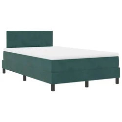 Vidaxl LED Box Spring Postelja Temno zelena 120 x 190 cm Žamet