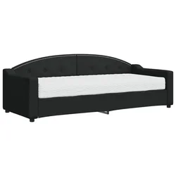 Vidaxl Dnevna postelja z vzmetnico črna 80x200 cm blago
