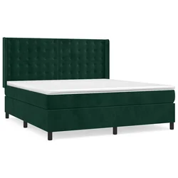 Vidaxl Box spring postelja z vzmetnico temno zelena 160x200 cm žamet