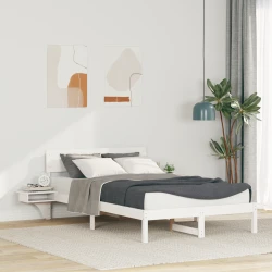 vidaXL Posteljni okvir z nočnimi omaricami Bela 120 x 190 cm