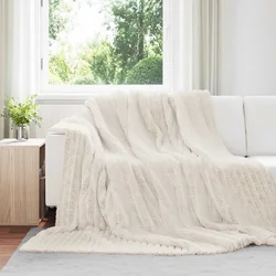 Pokrivači za bacanje 6 pcs Krema 240 x 220 cm Runo