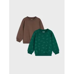 Sinsay - Pamučni crewneck duksevi sa motivom dinosaurusa 2 pack - braon