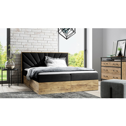 Boxspring postelja Wood 7 - 200x200 cm - hrast lancelot