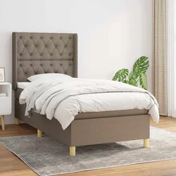 Greatstore Box spring postelja z vzmetnico taupe 80x200 cm blago
