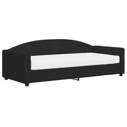 Vidaxl Dnevna postelja z vzmetnico črna 90x200 cm blago