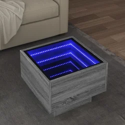Bočni stolić LED boja hrasta 40 x 40 x 30 cm konstruirano drvo