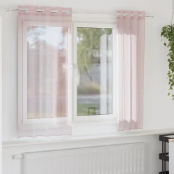 Voile zavjese s ušicama 2 kom svijetlo ružičaste 140x140 cm